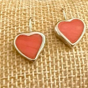 ATI Mexico Heart Pink Angel Skin Coral Sterling Silver Earrings